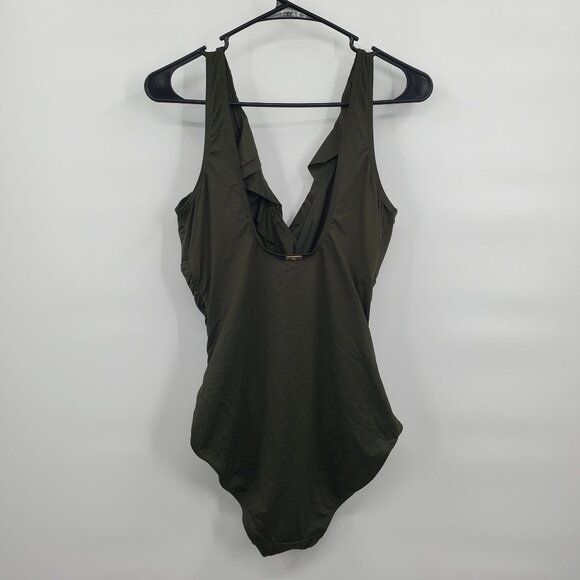 Ralph Lauren Ruffle Surplice One Piece Swimsuit Women Size 12 NWT Slimming Fit - Picture 6 of 16